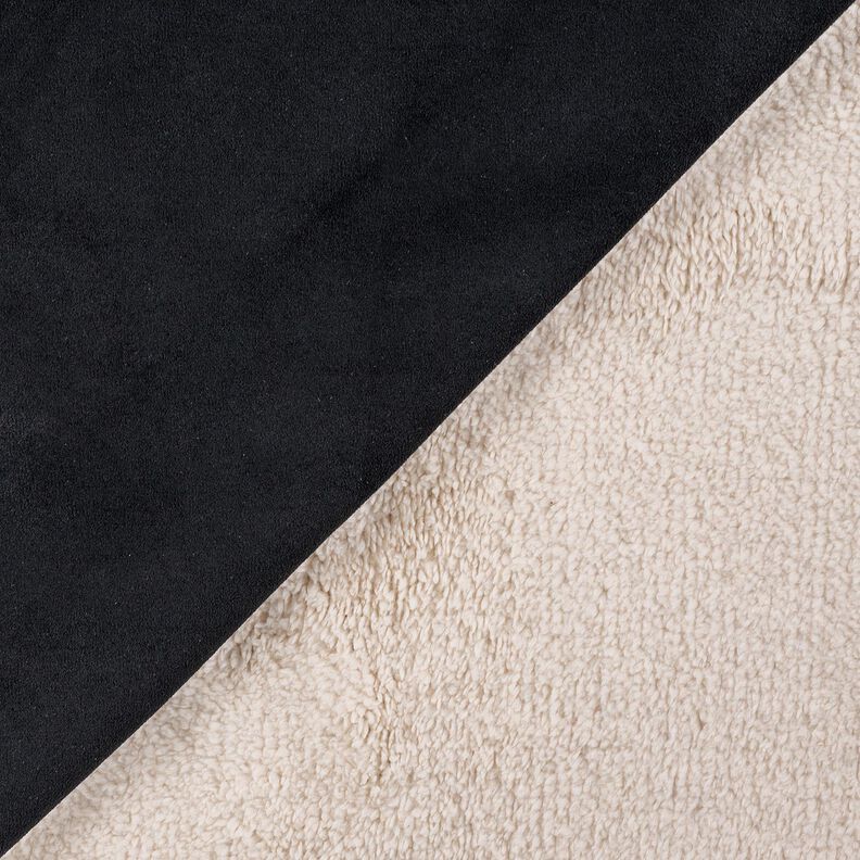 Tecido aveludado com reverso em pele Sherpa – preto,  image number 4