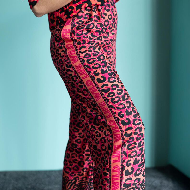 Viscose Voile Leo e flores Design de rebordo Barra – pink/laranja,  image number 11