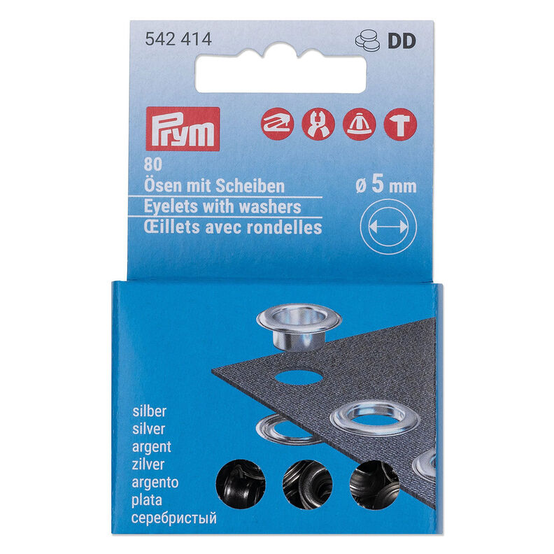 Ilhós com anilhas kit de recargas [80 peças | Ø 5 mm] | Prym – prata metálica,  image number 1