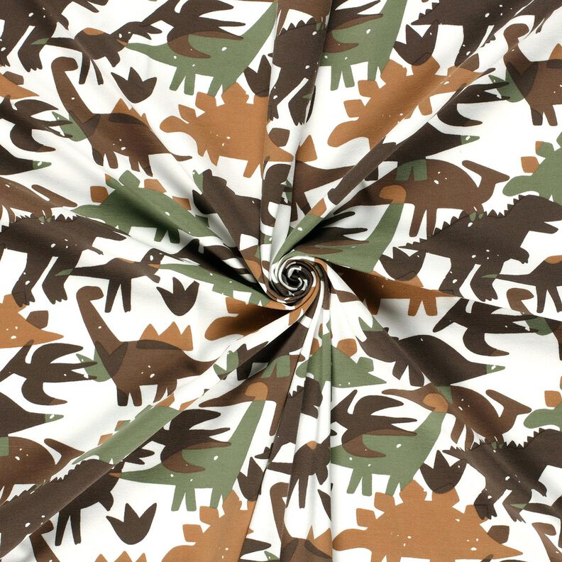 Jersey de algodão Camuflagem Dinossauro – marfim/castanho,  image number 3