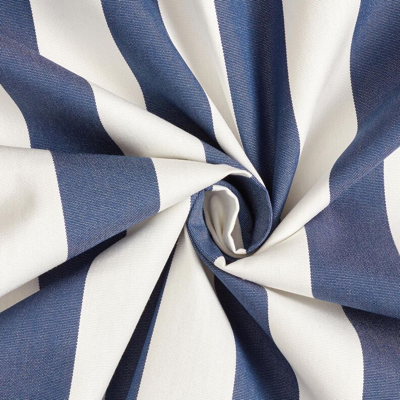 Tecido para exteriores Lona Riscas grossas – índigo/marfim,  image number 3