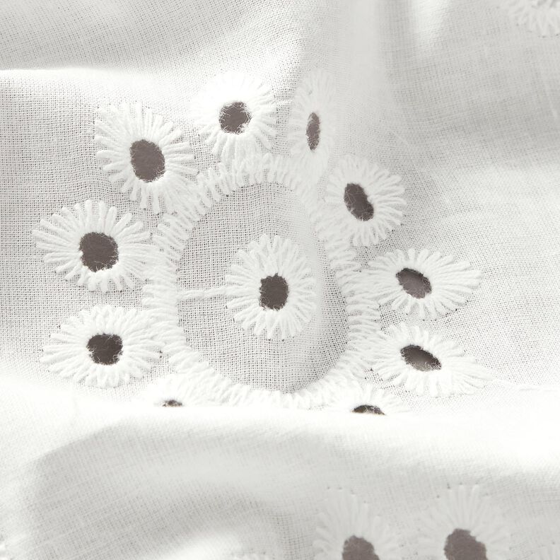 Tecido de algodão Bordado inglês floral – branco,  image number 2