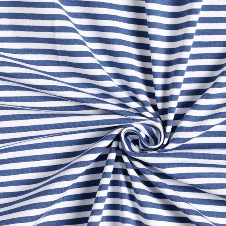 Jersey de algodão Riscas estreitas – azul ganga/branco,  image number 4