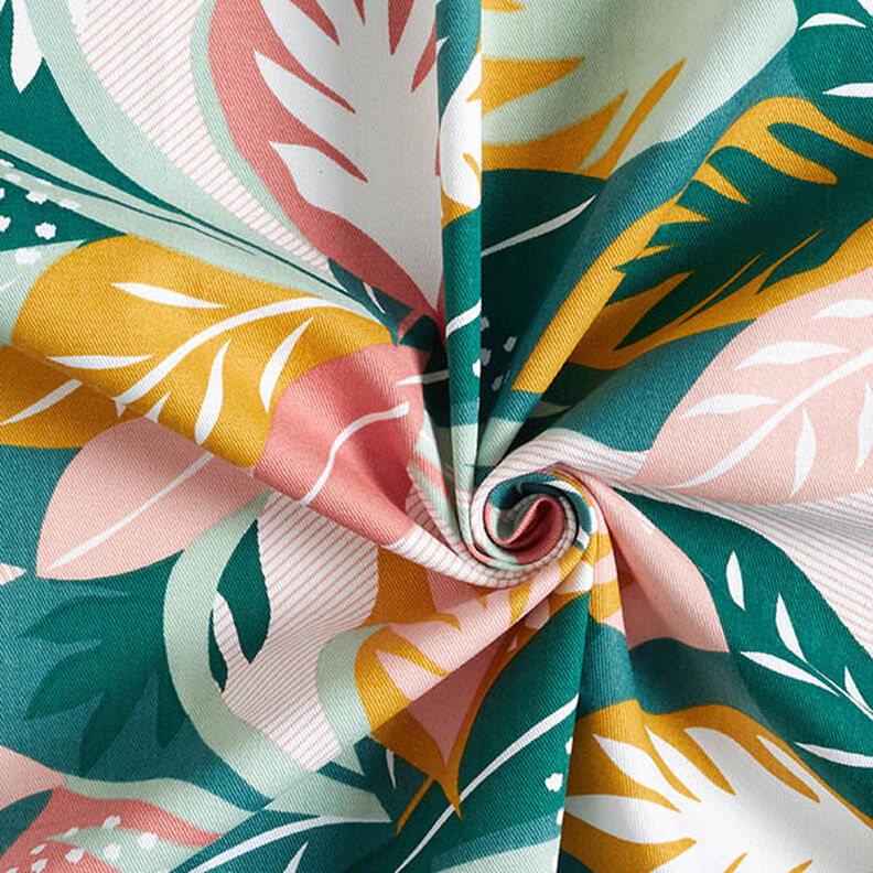 Tecido para decoração Sarja de algodão Esboços de folhas – rosa/verde escuro,  image number 3
