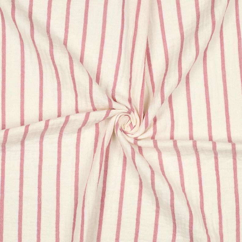 Musselina/ Tecido plissado duplo Riscas de fios tingidos  | Poppy Fabrics – púrpura média/branco,  image number 3