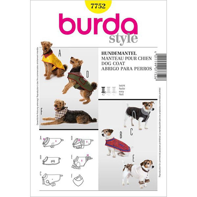 Roupa para cães, Burda 7752,  image number 1