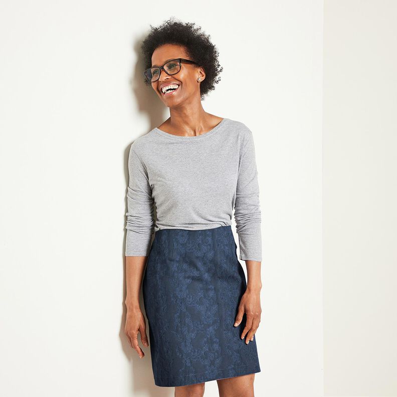 Jacquard para vestuário Brocado Flores – azul-marinho,  image number 6