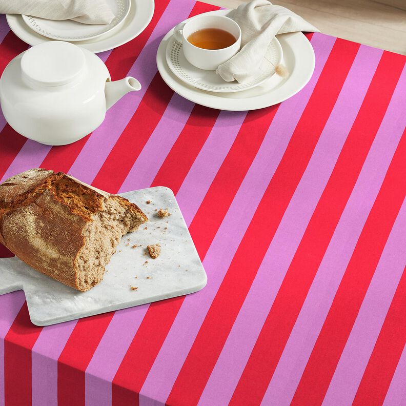 Tecido para decoração Lona Riscas alegres – púrpura média/cor de malagueta,  image number 7