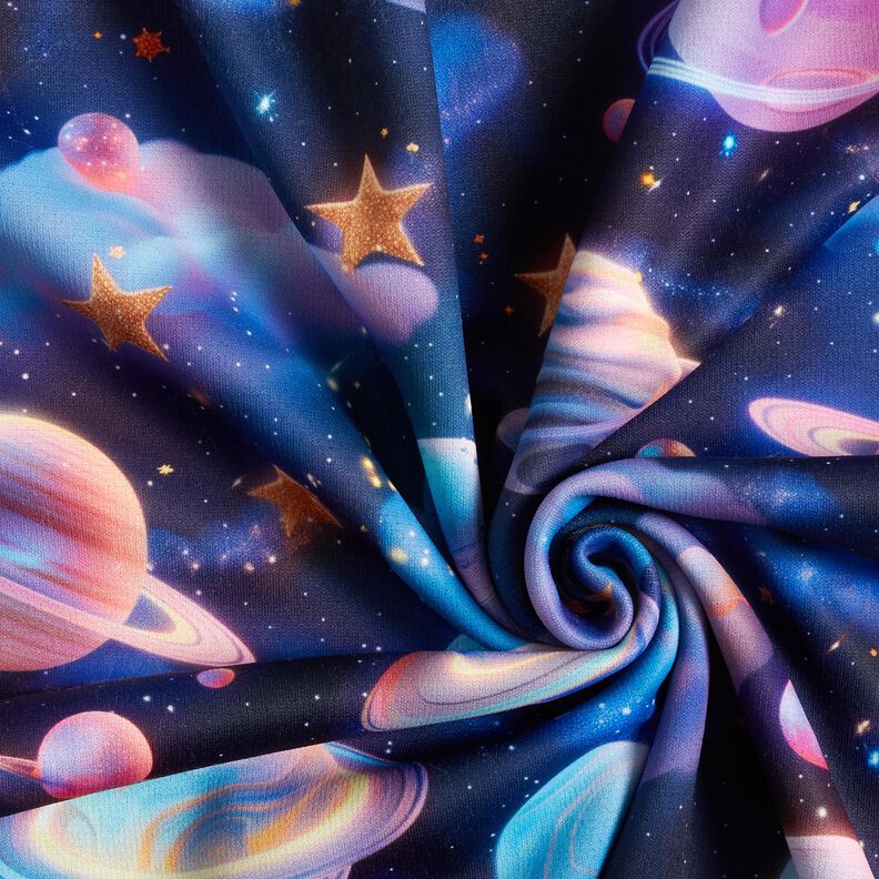 Tecido polar alpino Planetas Impressão Digital – azul-marinho,  image number 3