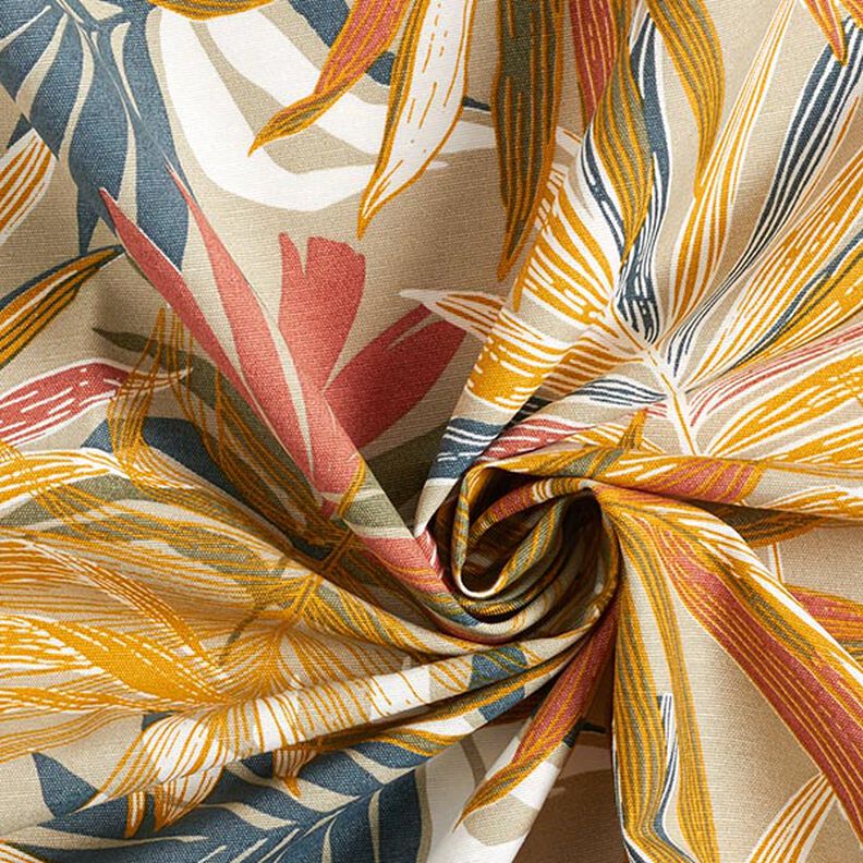 Tecido para decoração Lona Folhas da selva 280cm – cor de areia/cor de malagueta,  image number 3