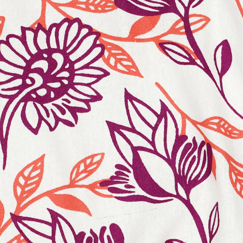 Mix de linho e viscose Flores | Poppy Fabrics – marfim/uva,  image number 2