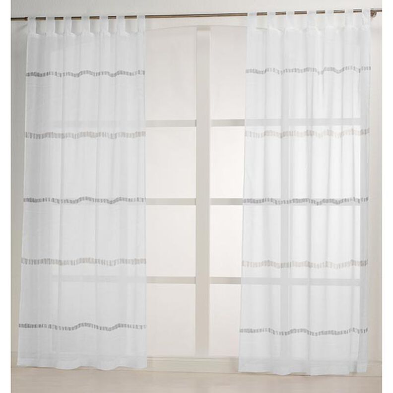 Tecido para cortinados Voile Riscas suaves 295 cm – cinzento-seda/marfim,  image number 6
