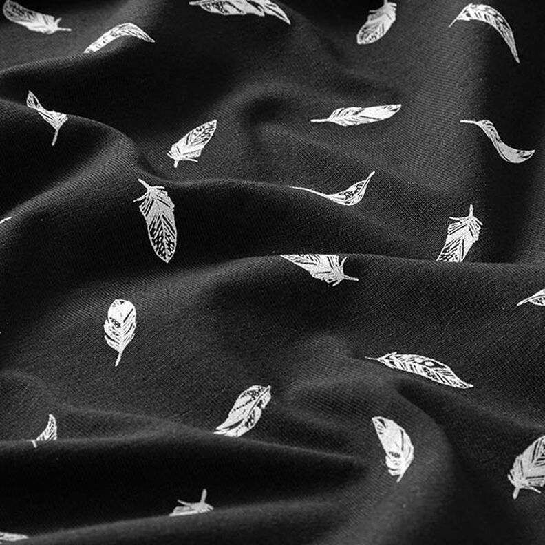 Jersey de algodão Penas – preto,  image number 2