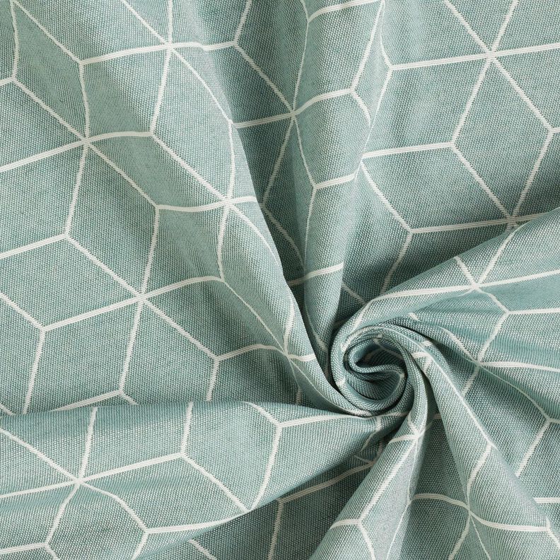 Tecido para decoração Jacquard Cubos modernos – verde amarelado/marfim,  image number 3