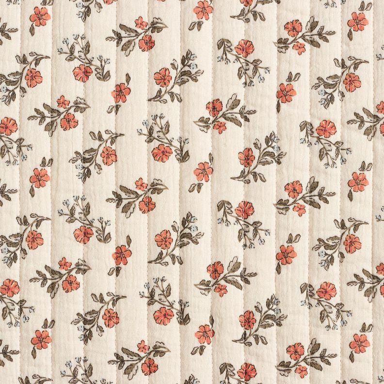 Musselina Tecido acolchoado Flores rom&acirc;nticas &ndash; branco sujo/uvas brancas,  image number 1