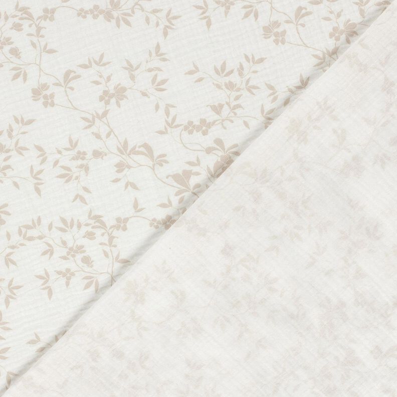 Musselina/ Tecido plissado duplo Gavinha folhas – branco sujo/natural,  image number 4