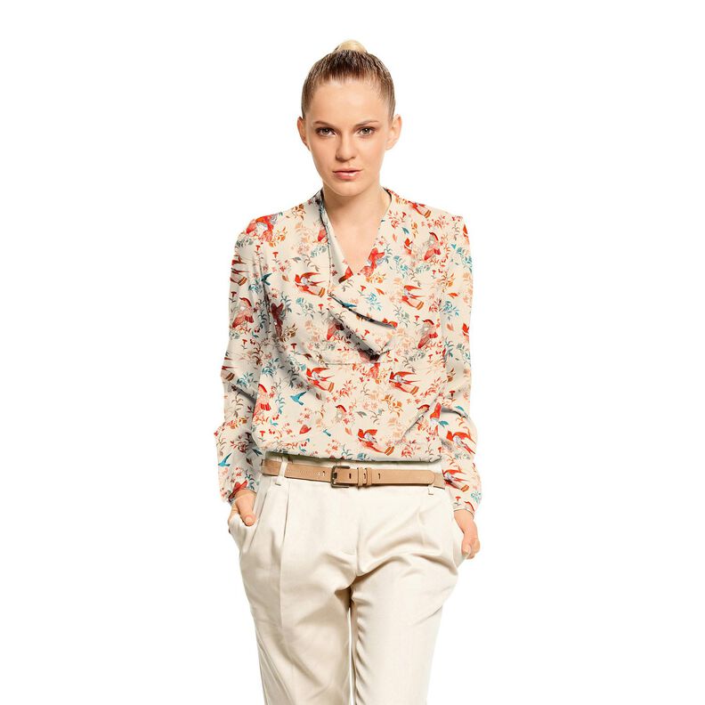 Tecido de viscose LENZING™ ECOVERO™ Pássaros e fadas | Katia Fabrics – creme/vermelho-fogo,  image number 6