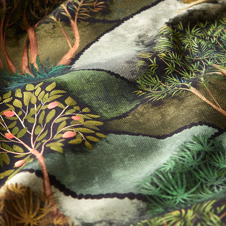 Tecido para decoração Meio linho Panamá Impressão digital Paisagem – verde,  image number 2