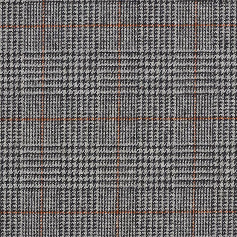 Tecido de lã Príncipe de Gales – cinzento escuro/laranja,  image number 1