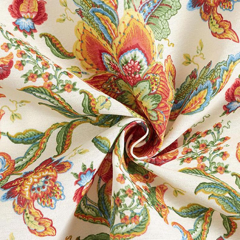 Tecido para decoração Lona Ornamentos florais orientais 280 cm – natural/verde,  image number 3
