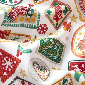 Tecido de algodão Popelina Imagens de Natal – branco/carmin, 