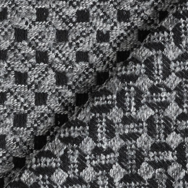 Tecido para sobretudos caixinhas – cinzento claro/preto,  image number 5