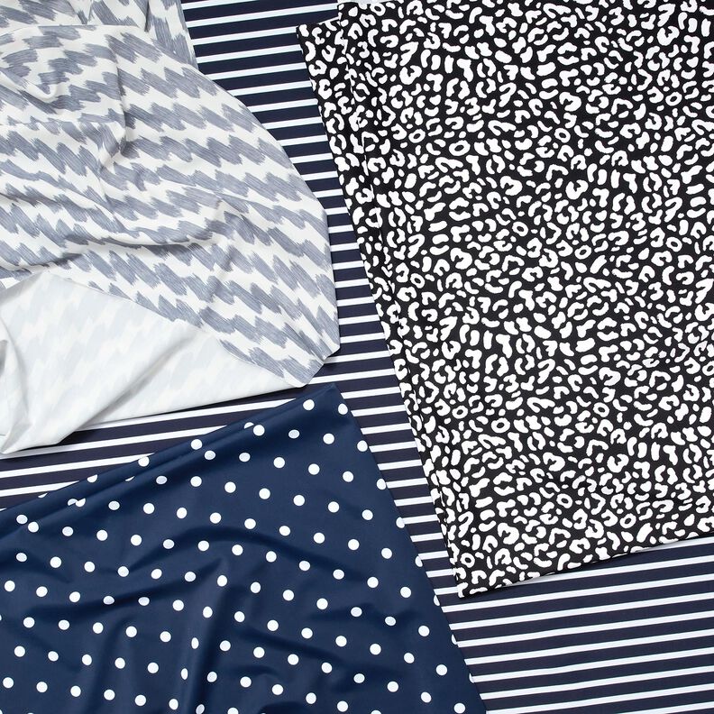 Tecido para fatos de banho Polkadots – azul-marinho/branco,  image number 5