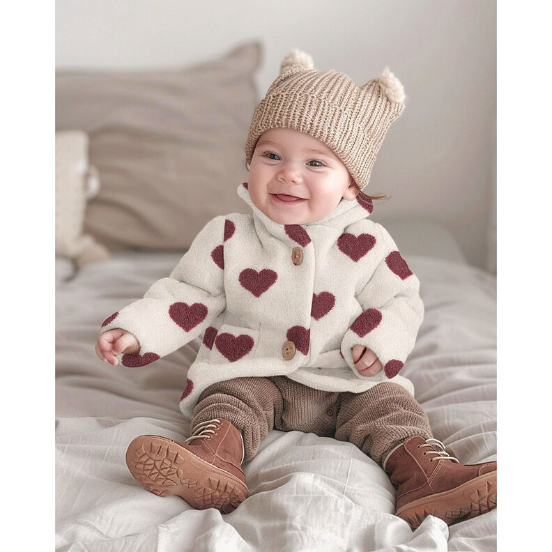 Tecido de pelúcia Teddy Corações | by Poppy – natural/bordô,  image number 6