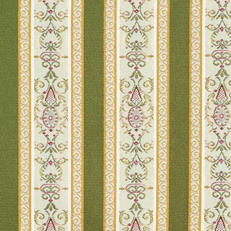 Tecido para mobili&aacute;rio Jacquard Biedermeier Riscas &ndash; creme/azeitona,  image number 1