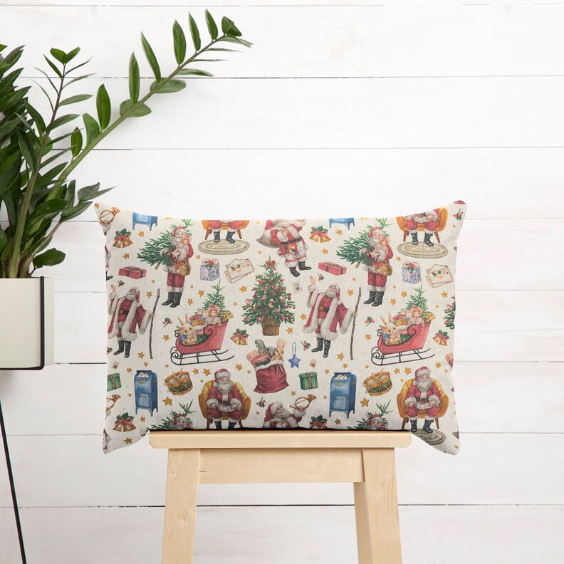 Tecido para decoração Meio linho Panamá Época de Natal nostálgica – natural/vermelho,  image number 7