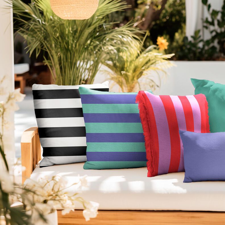 Tecido para decoração Lona Riscas alegres – preto/branco,  image number 5