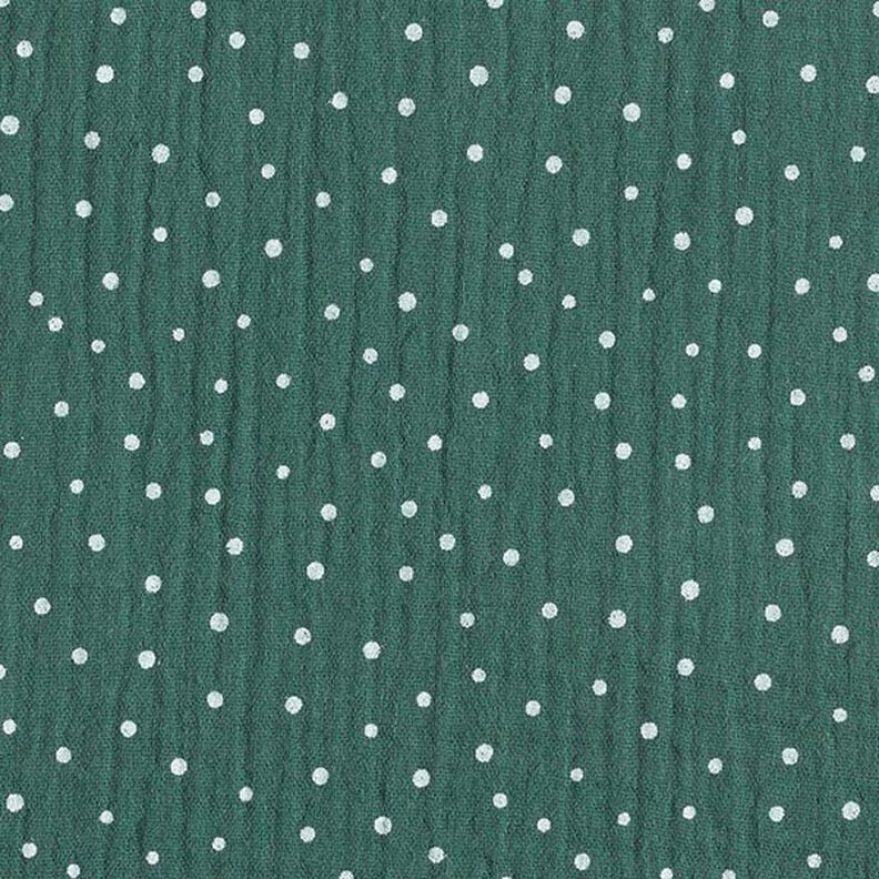 Musselina/ Tecido plissado duplo Pintinhas – verde escuro/branco,  image number 1