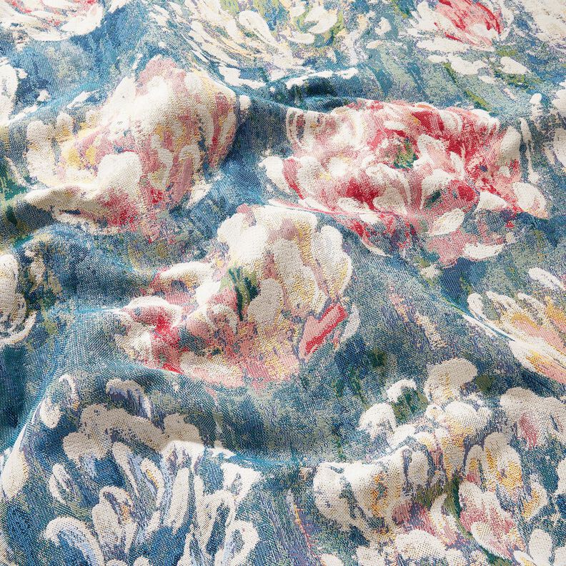 Tecido para decoração Gobelina Nenúfar – bege claro/verde,  image number 2