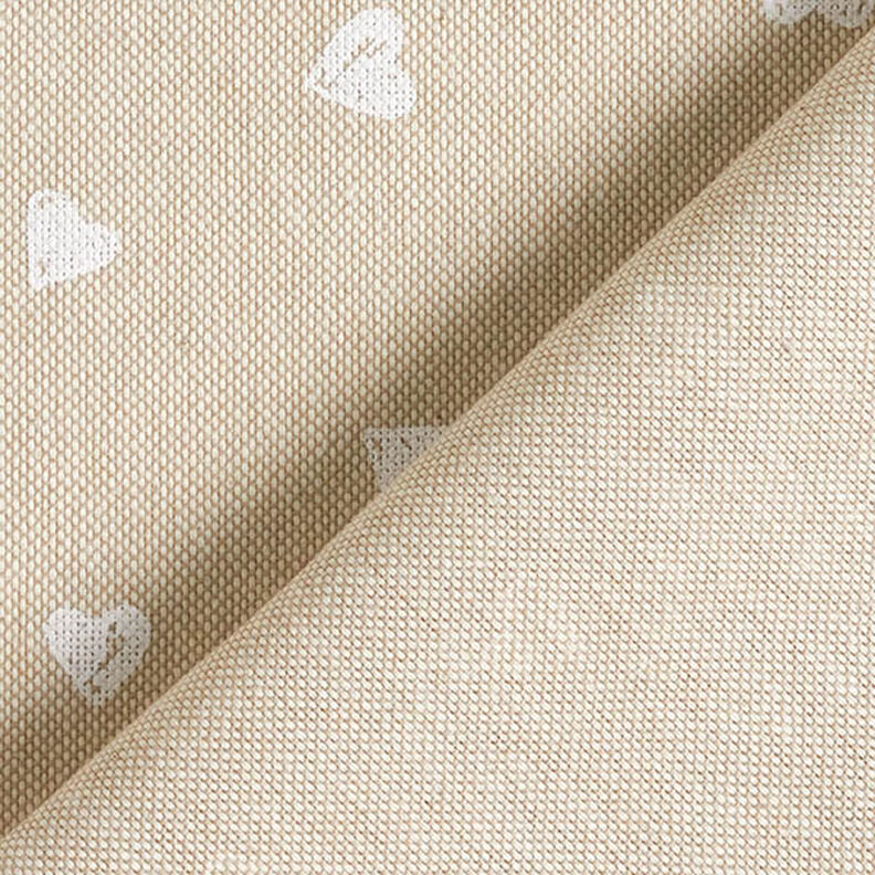 Tecido para decoração Meio linho Panamá Pequenos corações – branco/natural,  image number 4