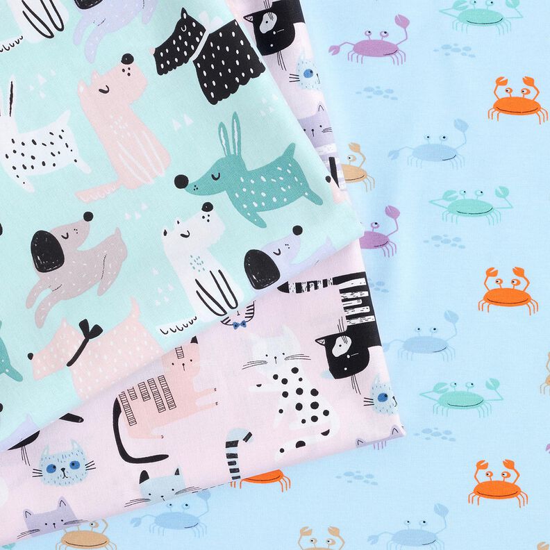 Tecido de algodão Cretone Gatos abstratos – rosa-claro/branco,  image number 5