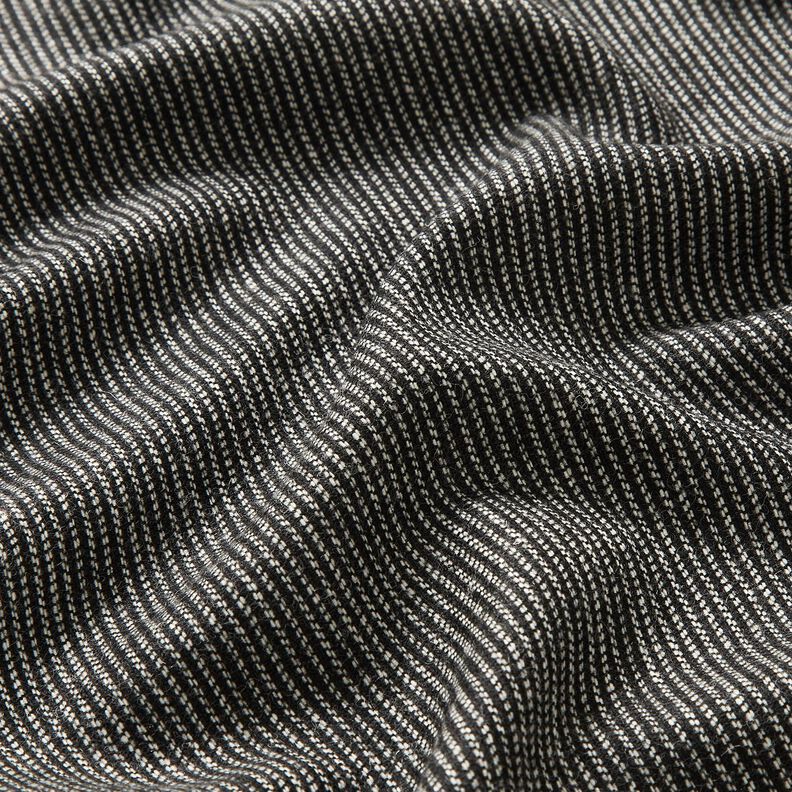 Tecido para calças mistura de lã e riscas melange – preto/branco,  image number 2