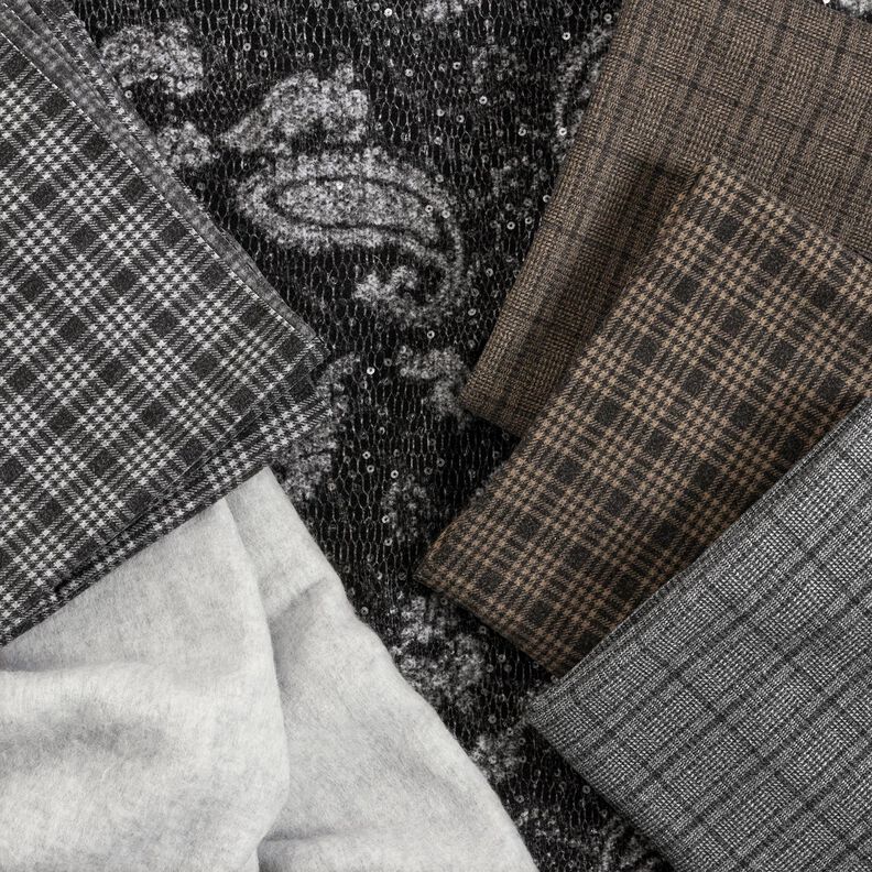 Malha para sobretudos Stretch Príncipe de Gales – cinzento claro/antracite,  image number 5