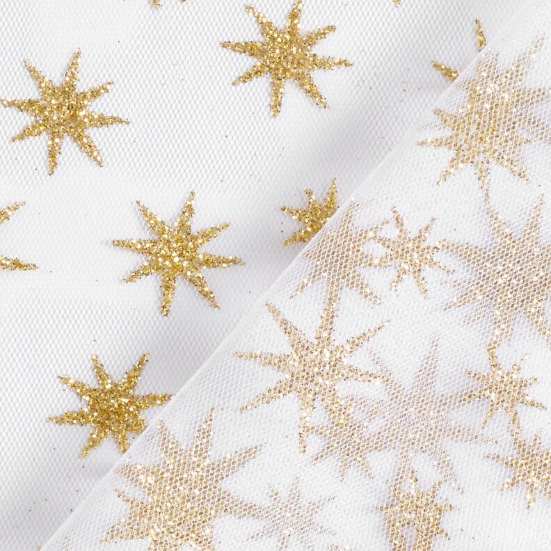 Tule Estrelas brilho – branco/dourado,  image number 4