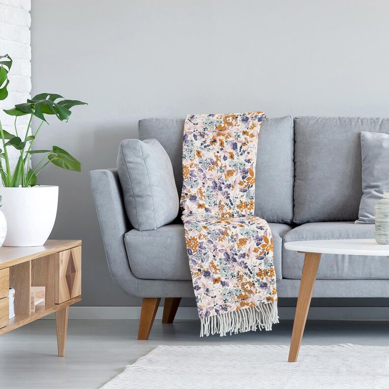 Tecido piqué em favo Flores em aguarela | Poppy Fabrics – branco/lavanda,  image number 7