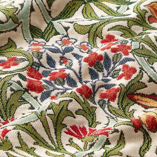 Tecido para decoração Gobelina motivo floral em art nouveau – creme/verde claro, 