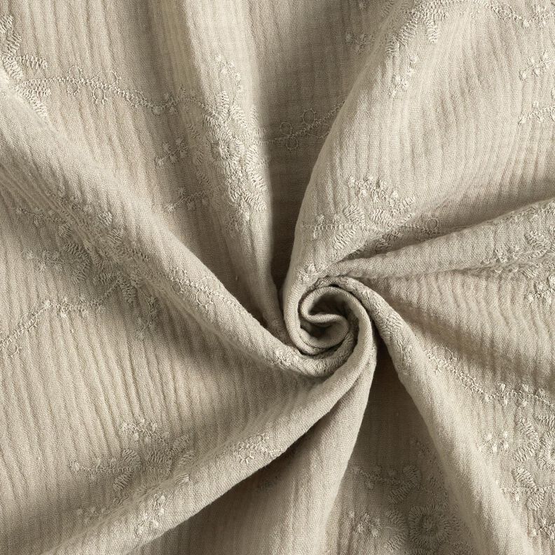 Musselina/ Tecido plissado duplo Gavinha floral Tom sobre tom – cinzento-seda,  image number 3