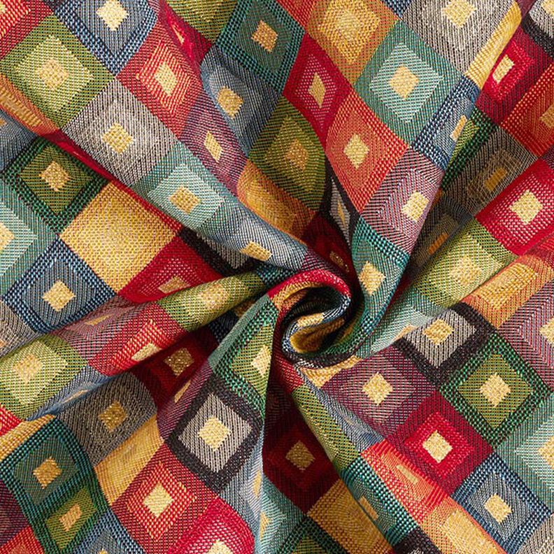 Tecido para decoração Gobelina losangos coloridos lurex,  image number 4