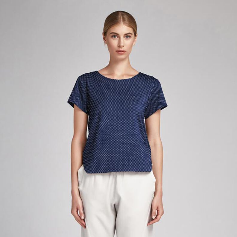 Popelina de algodão pintas pequenas – azul-marinho/branco,  image number 7