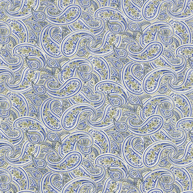 Tecido para camisas Paisley sobreposto &ndash; &iacute;ndigo/oliva,  image number 1