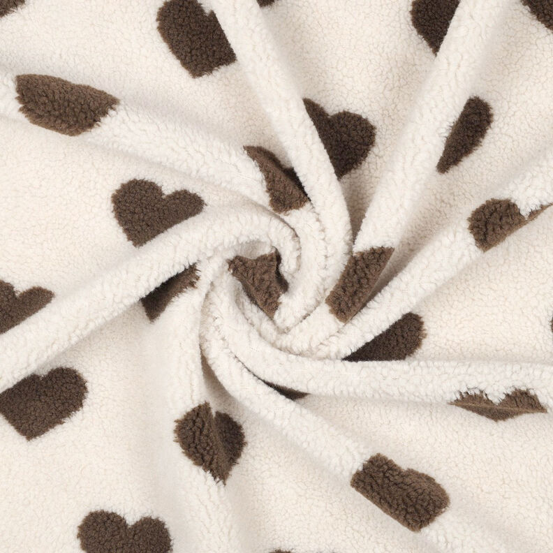 Tecido de pel&uacute;cia Teddy Cora&ccedil;&otilde;es | by Poppy &ndash; natural/castanho escuro,  image number 3