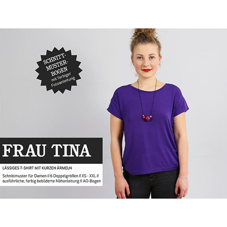 FRAU TINA – Camisa básica casual com manga curta, Studio Schnittreif  | XS -  XXL,  image number 1