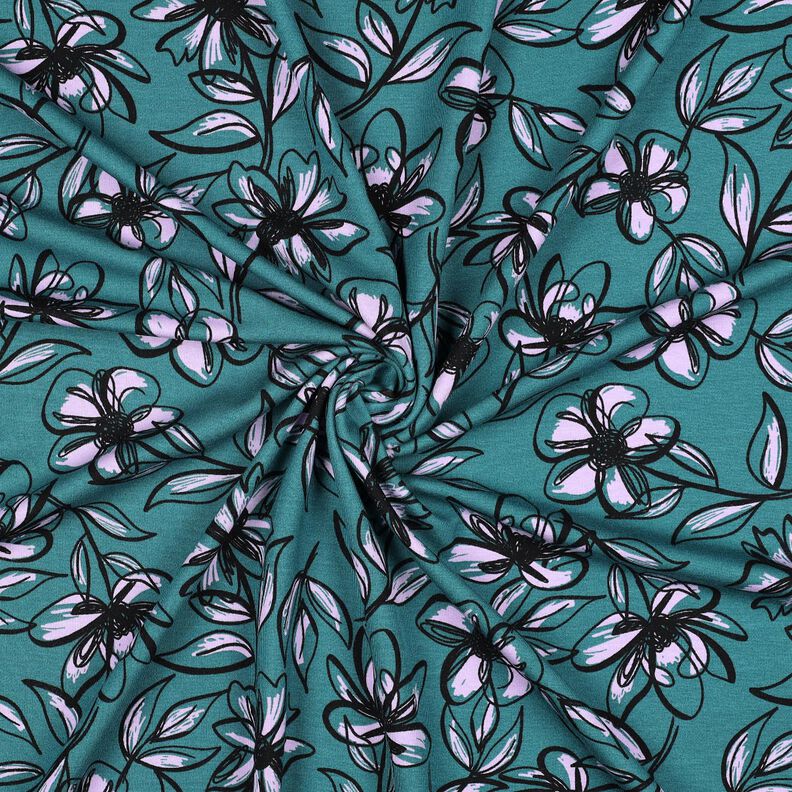 Jersey Romanit Flores – azul petróleo/lilás,  image number 3