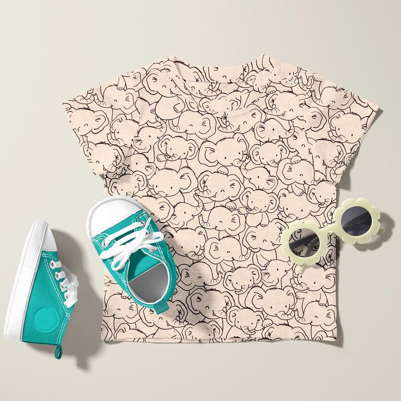 Mistura de algodão Jersey Tropel de elefantes – natural,  image number 6