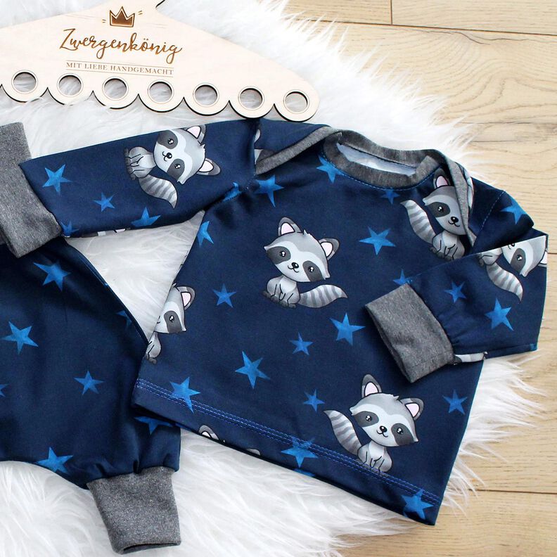 Jersey de algodão Guaxinim com estrelas | Glitzerpüppi – azul-noite/prateado,  image number 5