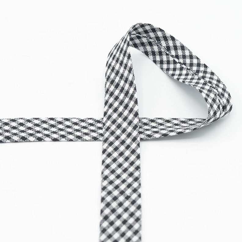 Fita de viés Xadrez Vichy [20 mm] – preto,  image number 2